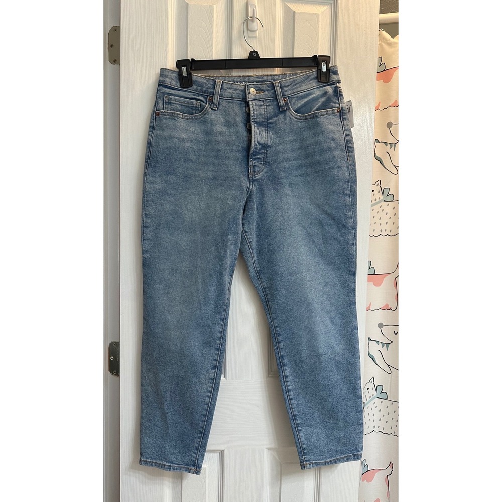 Old Navy OG Straight High Rise Jeans 12 Short Medium Wash Button Fly 876678-00-1
